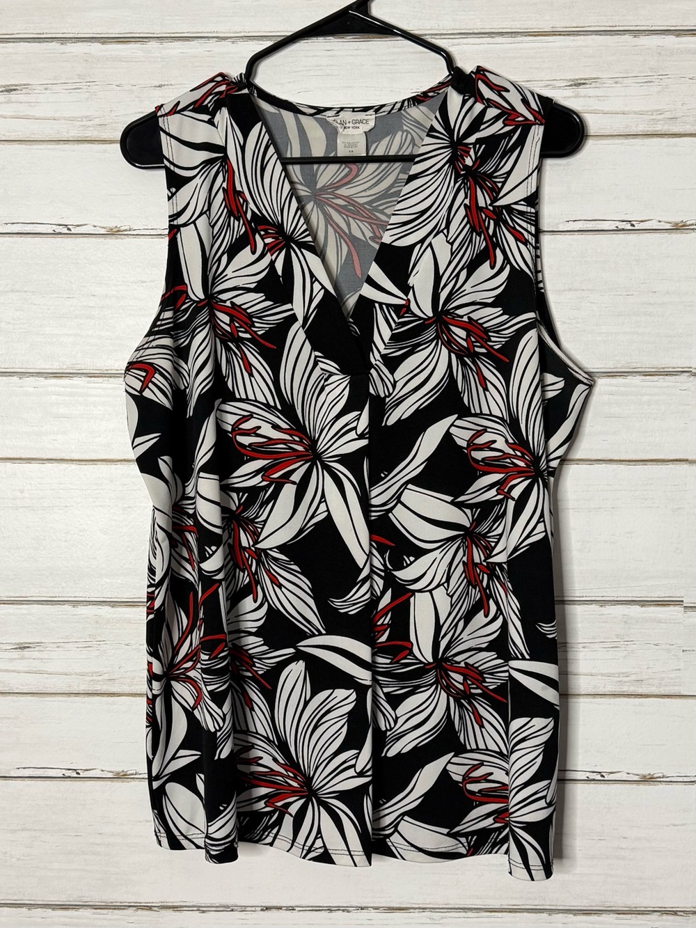 Elan + Grace Floral Sleeveless V-Neck Top